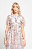 Florentina Floral Print Ruffled Midi Dress - Cream