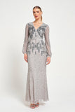 Hannah Grey Embellished Maxi Dress