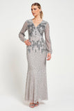 Hannah Grey Embellished Maxi Dress