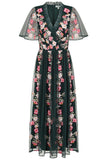 Jelena Green Floral Embroidered Midi Dress