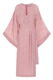 Julia Blush Embellished Midaxi Dress with Oversized Sleeves
