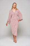 Julia Blush Embellished Midaxi Dress with Oversized Sleeves