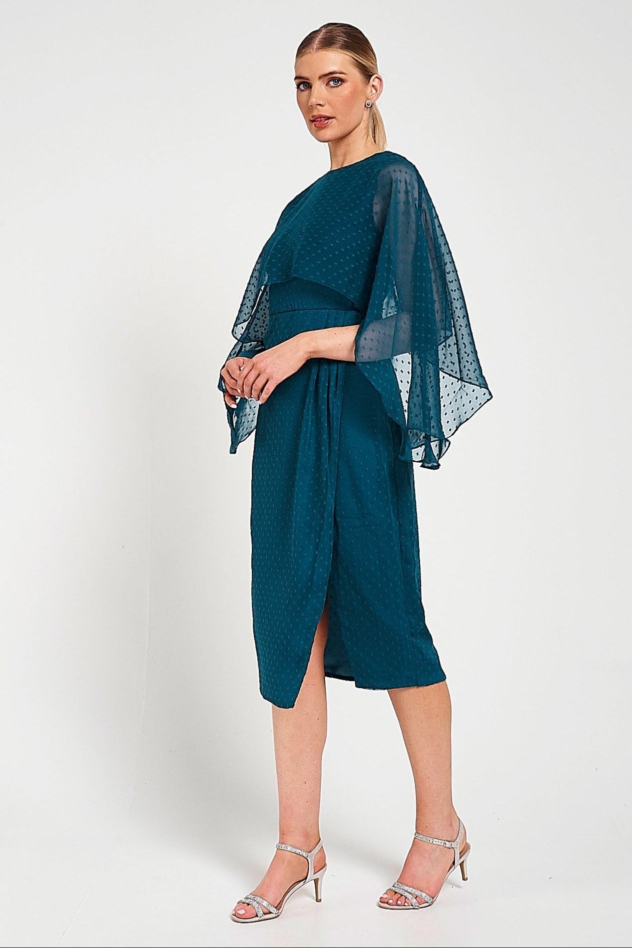Juliet Blue Cape Detail Midi Dress