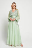 Kaira Pale Green Sequin Maxi Dress