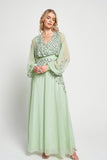 Kaira Pale Green Sequin Maxi Dress
