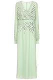 Kaira Pale Green Sequin Maxi Dress