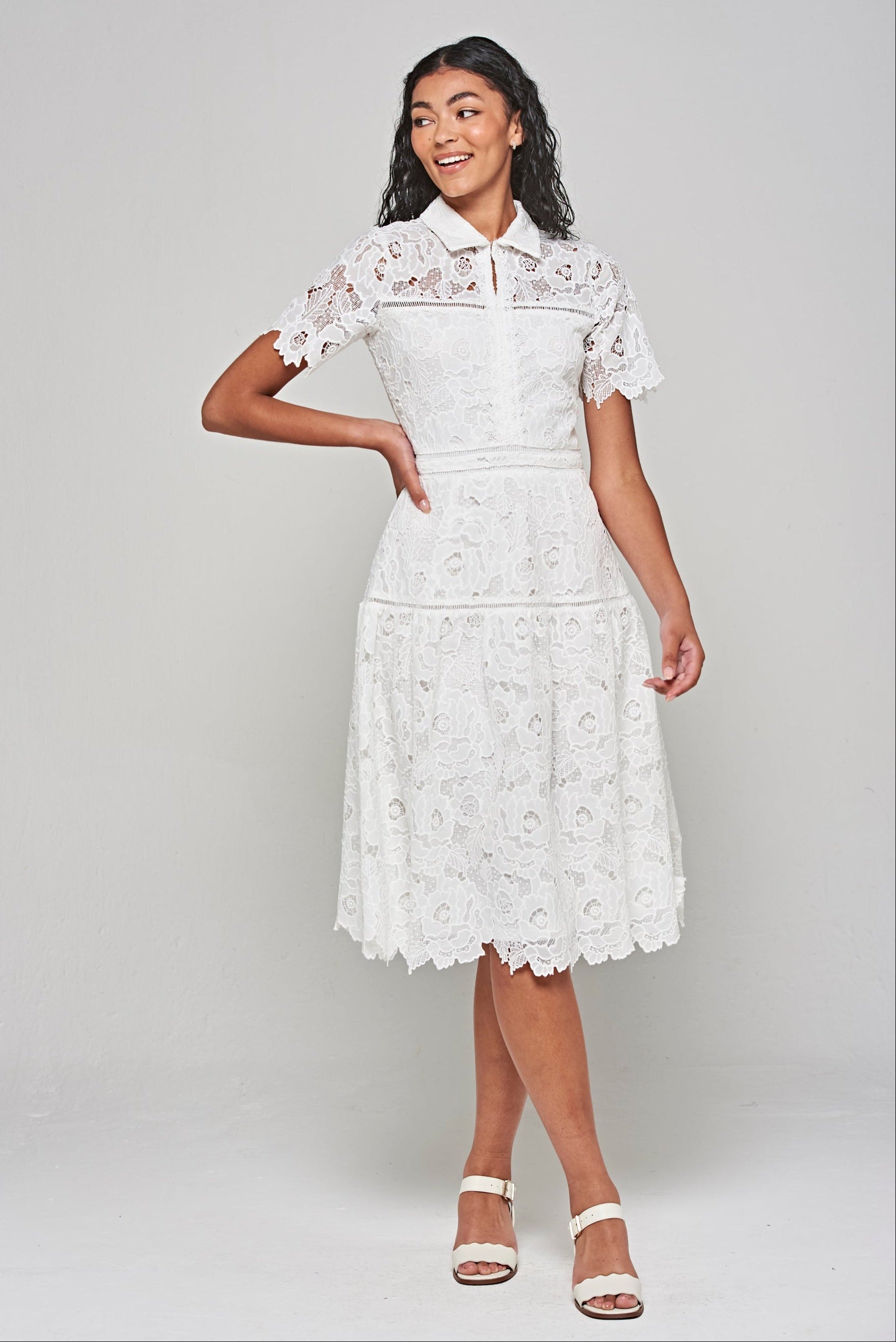 Kalina White Lace Shirt Dress