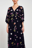 Lana Floral Embroidered Maxi Dress - Navy