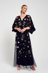 Lana Floral Embroidered Maxi Dress - Navy