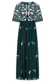Laurel Teal Floral Embroidered Maxi Dress