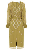 Laurie Sequin Midi Dress in Willow Green