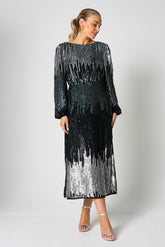 Lena Black Sequin Midi Dress