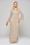 Lillian Ombre Embellished Maxi Dress - Nude