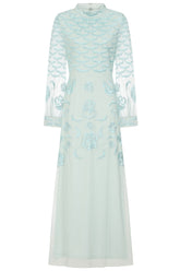 Loretta Embroidered Maxi Dress - Aqua