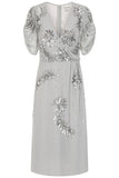 Lucy Grey Embellished Midi Dress