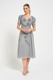 Lucy Grey Embellished Midi Dress