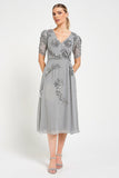 Lucy Grey Embellished Midi Dress