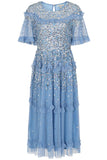 Lynne Sequin Midi Dress - Powder Blue