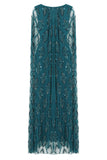 Mae Deep Teal Embellished Cape Sleeve Maxi Dress