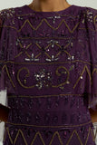 Mahonia Purple Embellished Cape Sleeve Midaxi Dress