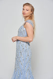 Maria Embellished Maxi Dress in Blue