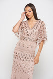 Marianne Blush Rose Gold  Embellished Maxi Dress