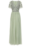 Maude Embellished Maxi Dress - Light Green