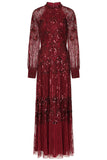 Maxine Burgundy Embellished Maxi Dress