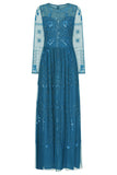 Maya Blue Embellished Maxi Dress
