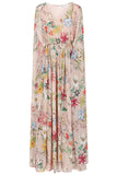 Melia floral print cape sleeve maxi dress by Frock and Frill with vibrant floral pattern and flowing silhouette designed for elegant occasion wear styling