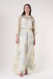 Melissa Cream Floral Print Maxi Dress with Embellished Detailing