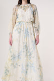 Melissa Cream Floral Print Maxi Dress with Embellished Detailing