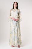 Melissa Cream Floral Print Maxi Dress with Embellished Detailing