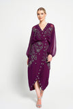 Michelle Purple Embellished Midi Dress