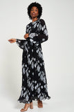 Mira Black Floral Print Maxi Dress