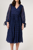 Paige Navy Crochet Lace Midi Dress