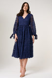 Paige Navy Crochet Lace Midi Dress