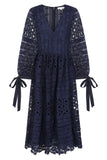 Paige Navy Crochet Lace Midi Dress