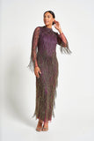 Rhoda Purple Maxi Dress With Beaded Fringing