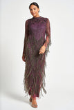 Rhoda Purple Maxi Dress With Beaded Fringing