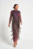 Rhoda Purple Maxi Dress With Beaded Fringing