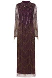 Rhoda Purple Maxi Dress With Beaded Fringing