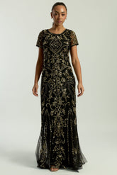 Roberta Black Embellished Maxi Dress