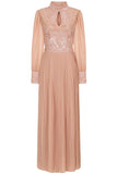 Rosa Sequin Maxi Dress with Pleated Skirt - Blush