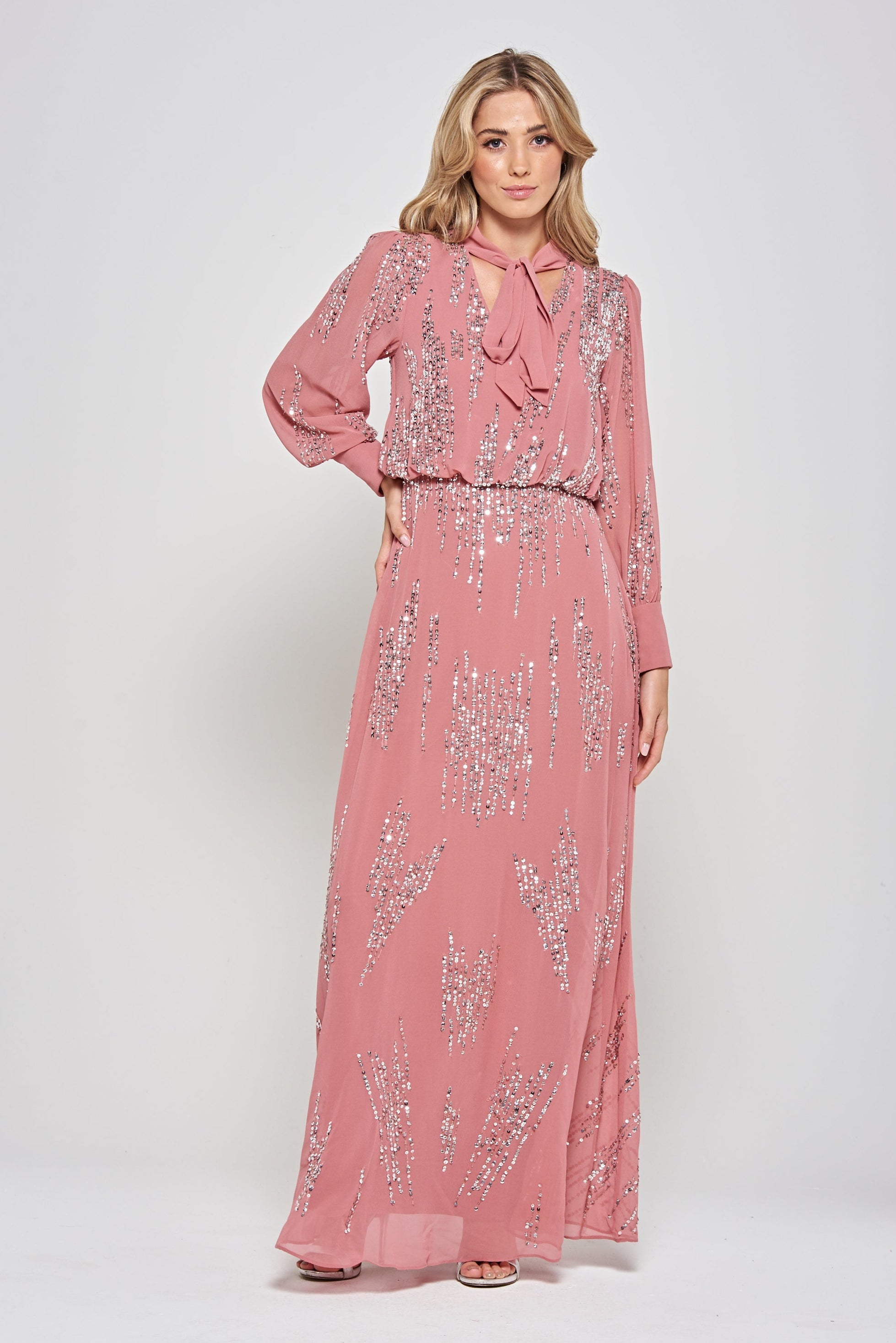 Rosamond Rose Pink Sequin Maxi Dress