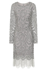 Roxie Embellished Shift Dress - Silver