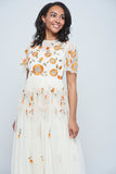 Saffron Cream Floral Embroidered Maxi Dress