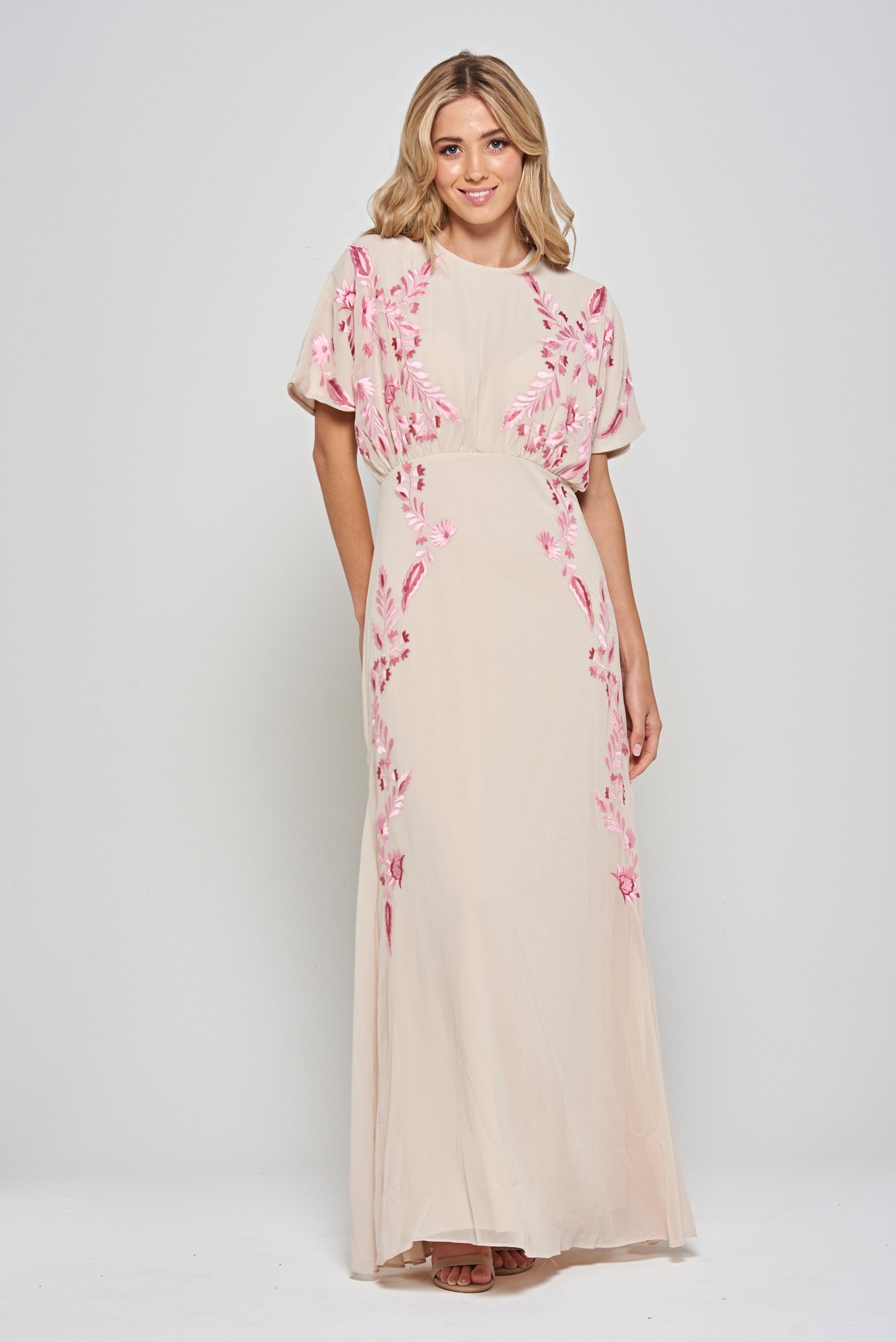 Sienna Shell Floral Embroidered Maxi Dress