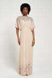 Solana Nude Embellished Maxi Dress