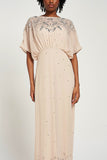 Solana Nude Embellished Maxi Dress